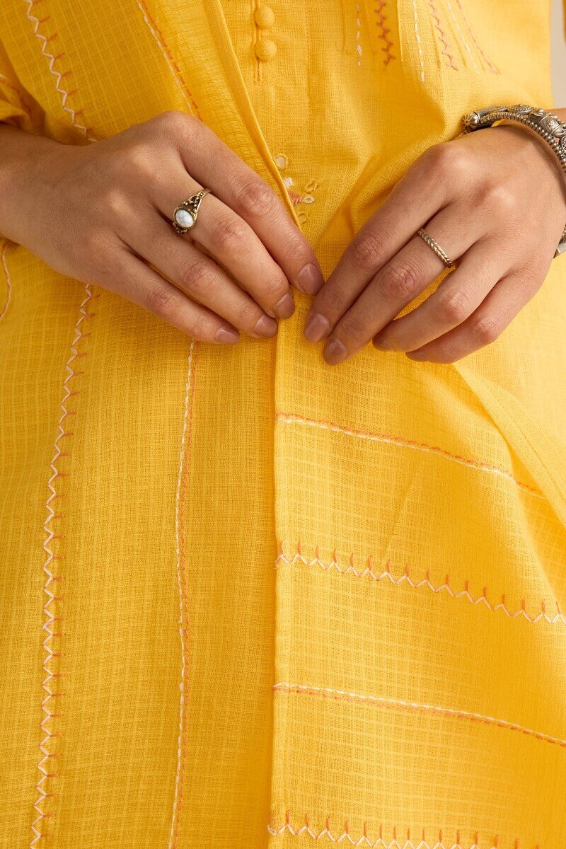 Kashida Kiara Yellow Dupatta