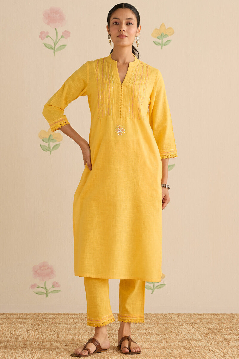 Kashida Kiara Yellow Kurta