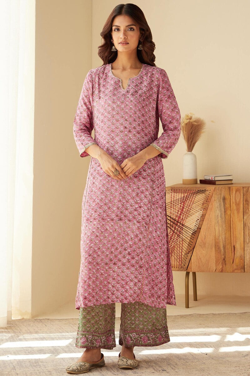 Mehrunissa Firosa Purple Sanganeri Kurta