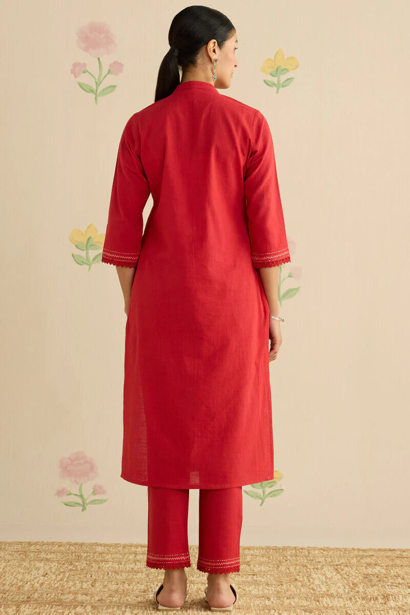Surplus: Kashida Kiara Red Kurta