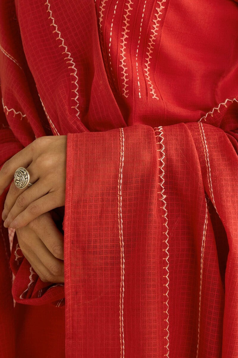 Kashida Kiara Red Dupatta