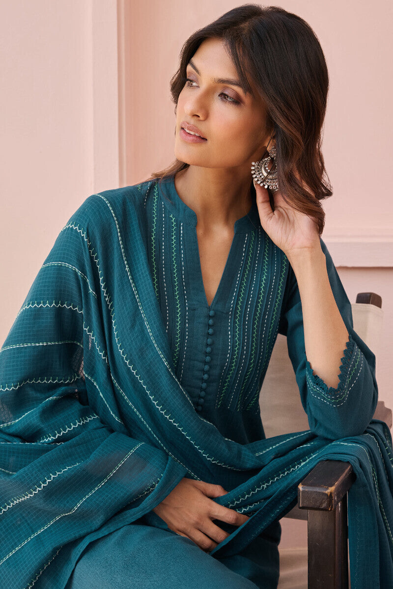 Kashida Kiara Blue Dupatta