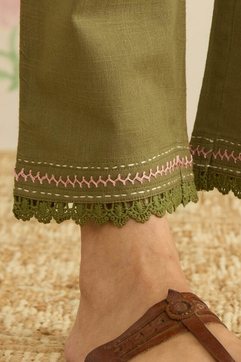 Kashida Kiara Olive Green Narrow Pants