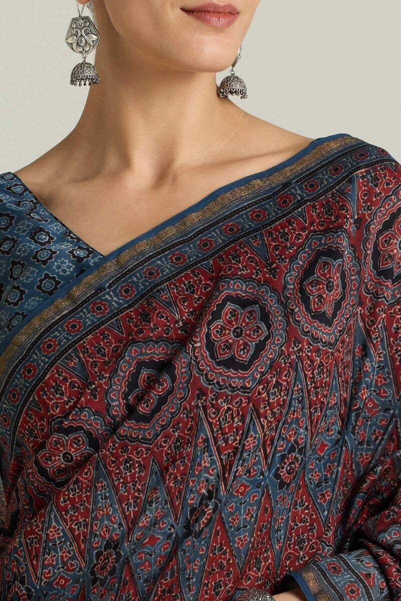 Sehra Rumi Ajrakh Chanderi Saree