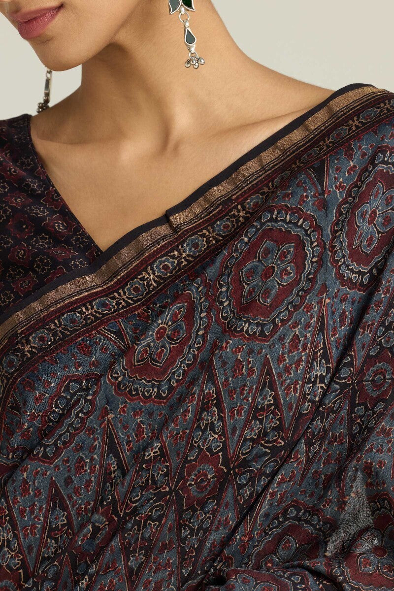 Sehra Mahzarin Ajrakh Chanderi Saree