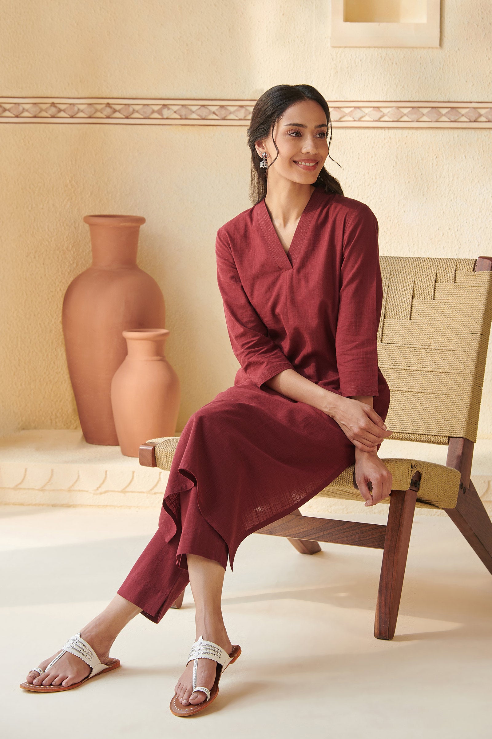 Roza Nadiya Maroon Narrow Pants