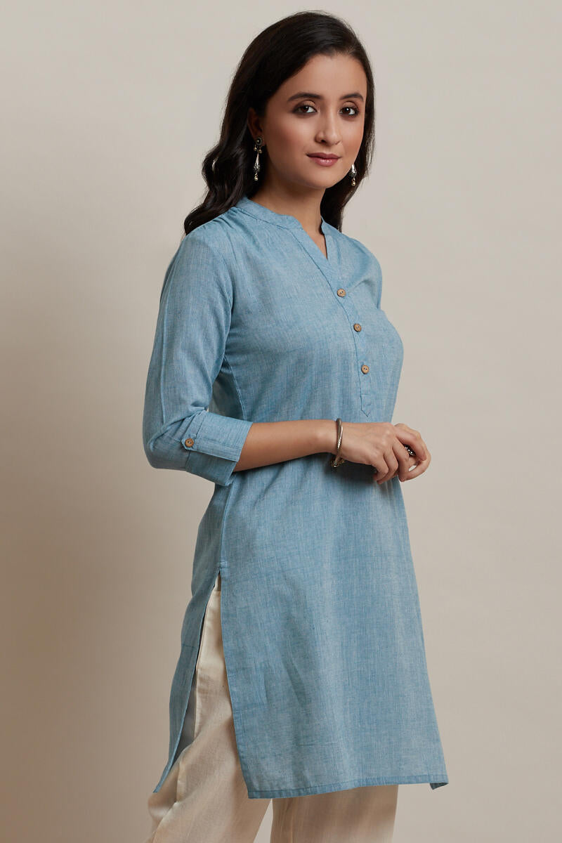Roza Sky Blue Short Kurta