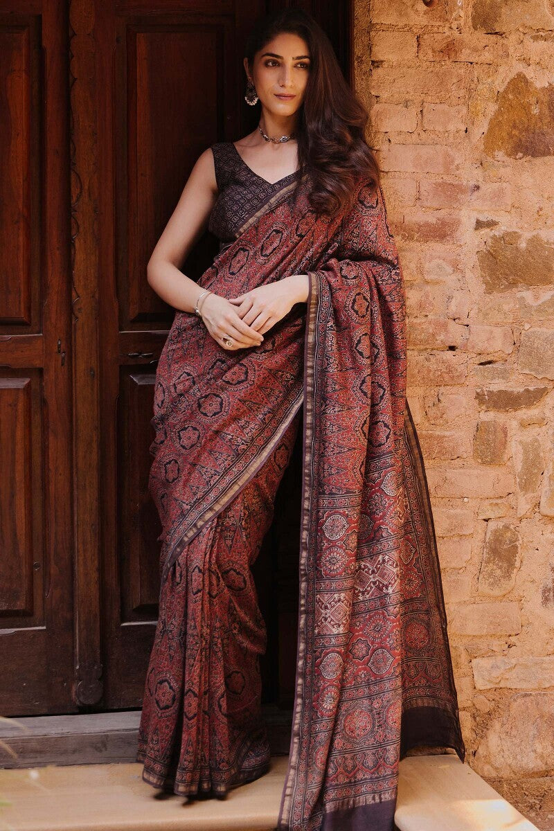Sehra Nahida Ajrakh Chanderi Saree