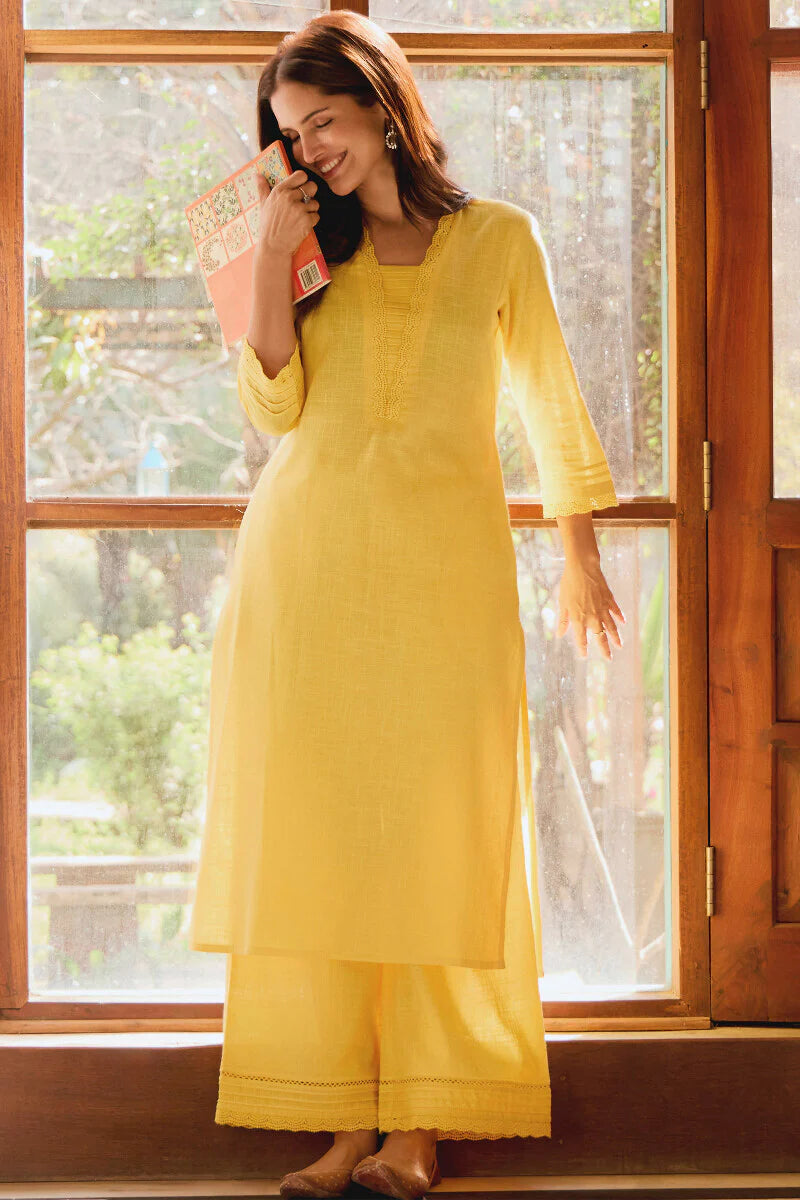 Surplus: Roza Sehreen Lemon Yellow Kurta