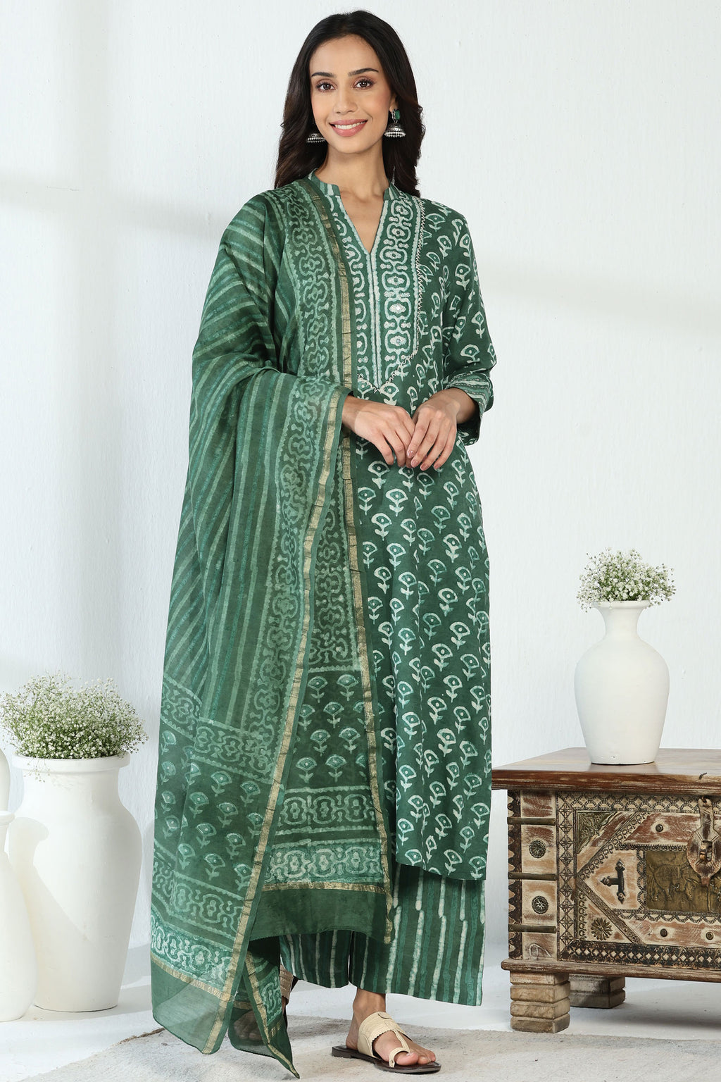 Sehra Raahat Dabu Chanderi Dupatta