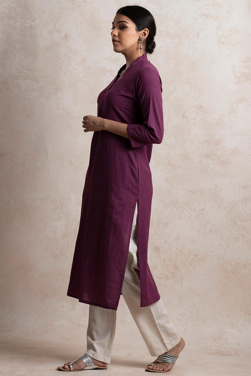 Roza Handloom Wine Kurta