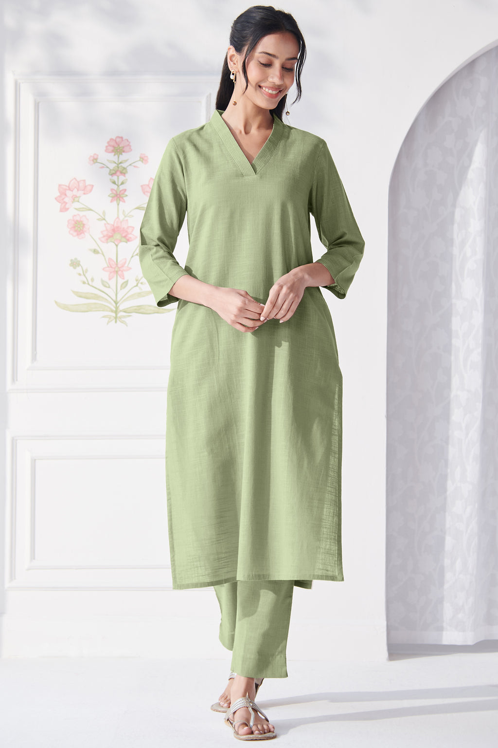 Roza Alia Green Narrow Pants