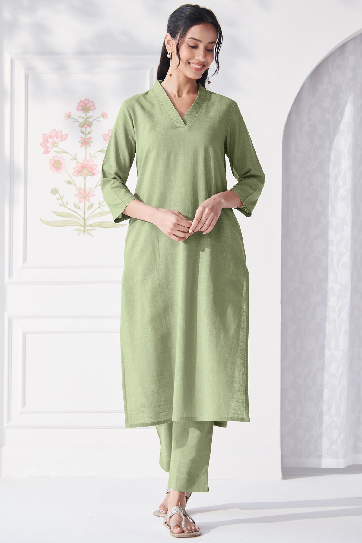 Roza Alia Green Narrow Pants