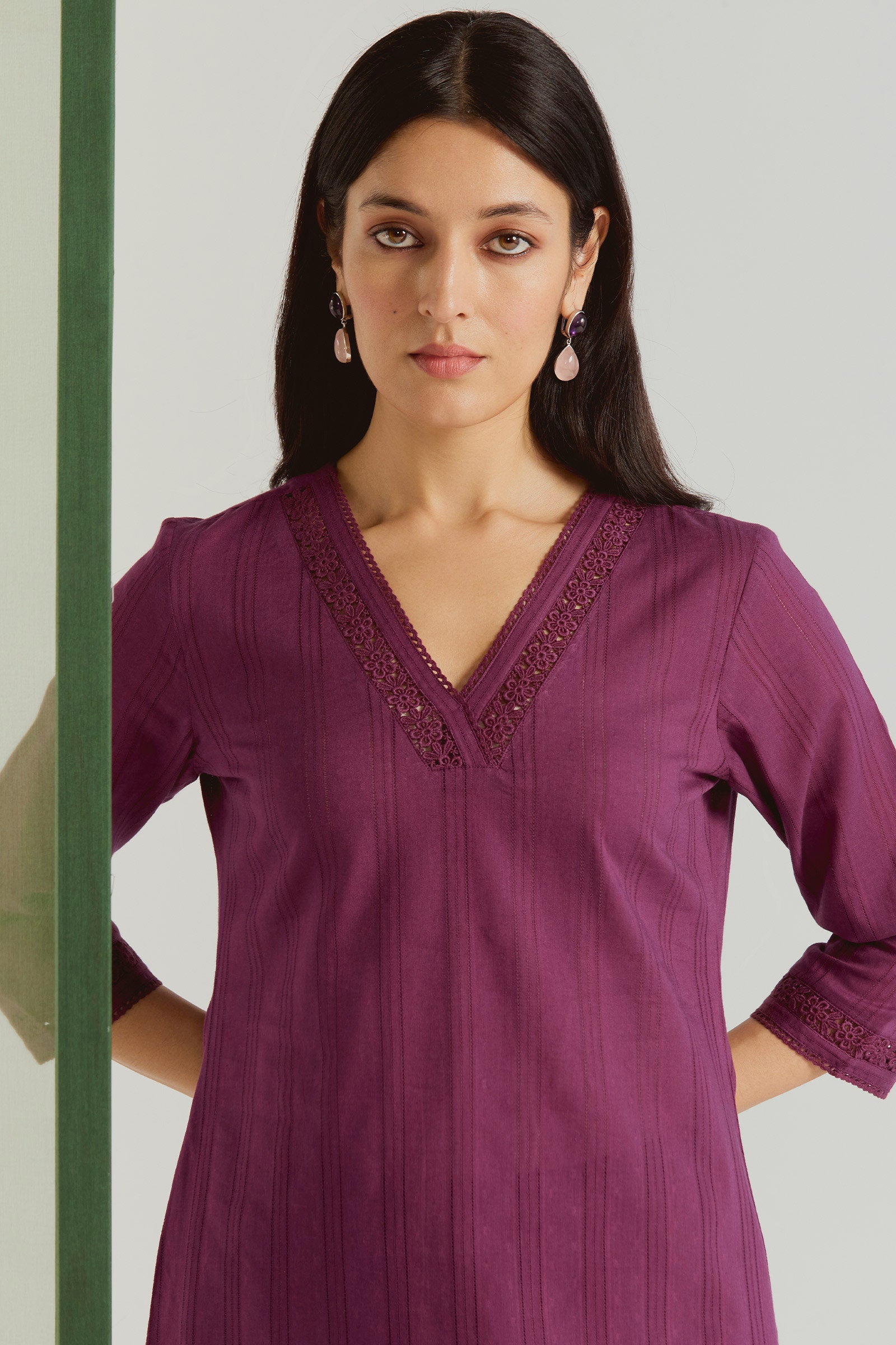 Roza Sehr Plum Kurta