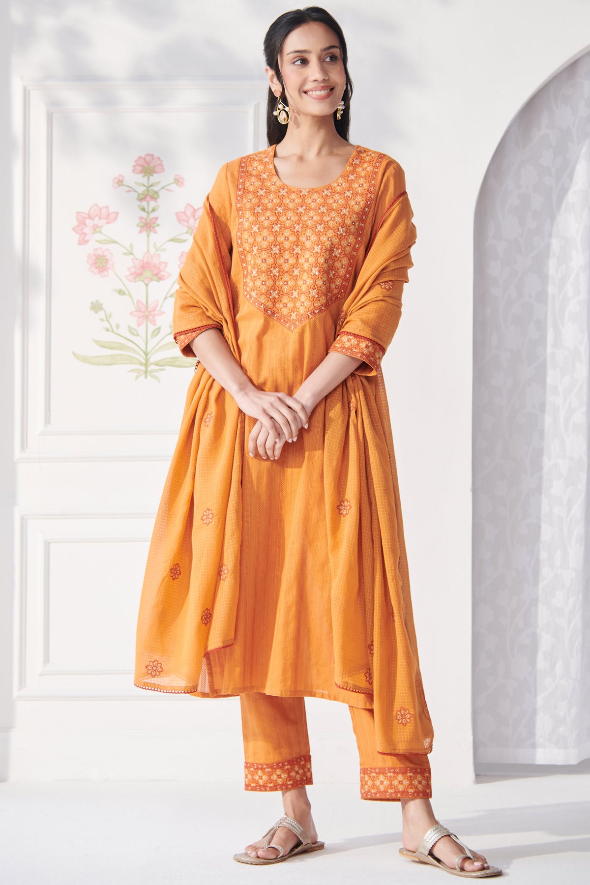 Mehraab Nahida Orange Dupatta