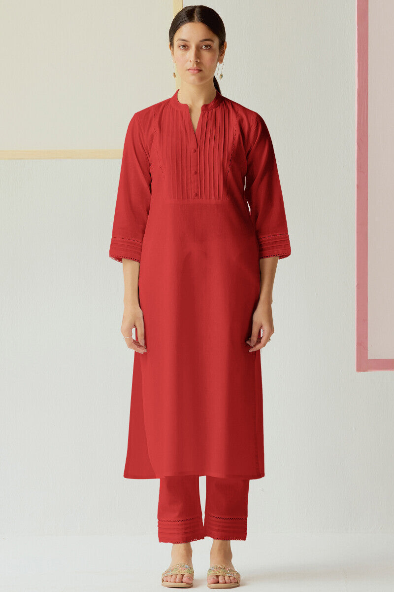 Roza Nida Red Narrow Pants