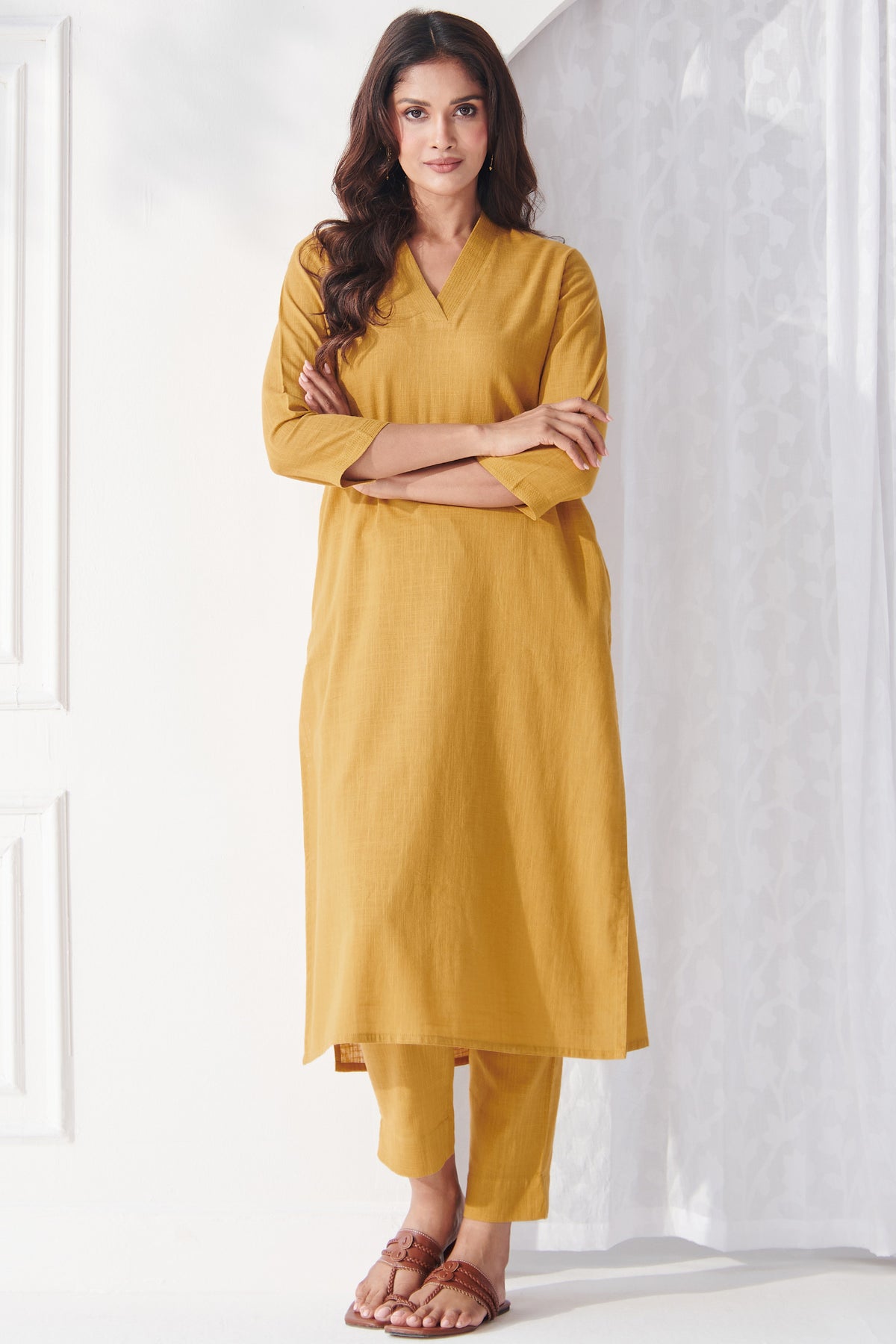 Roza Jiya Mustard Narrow Pants