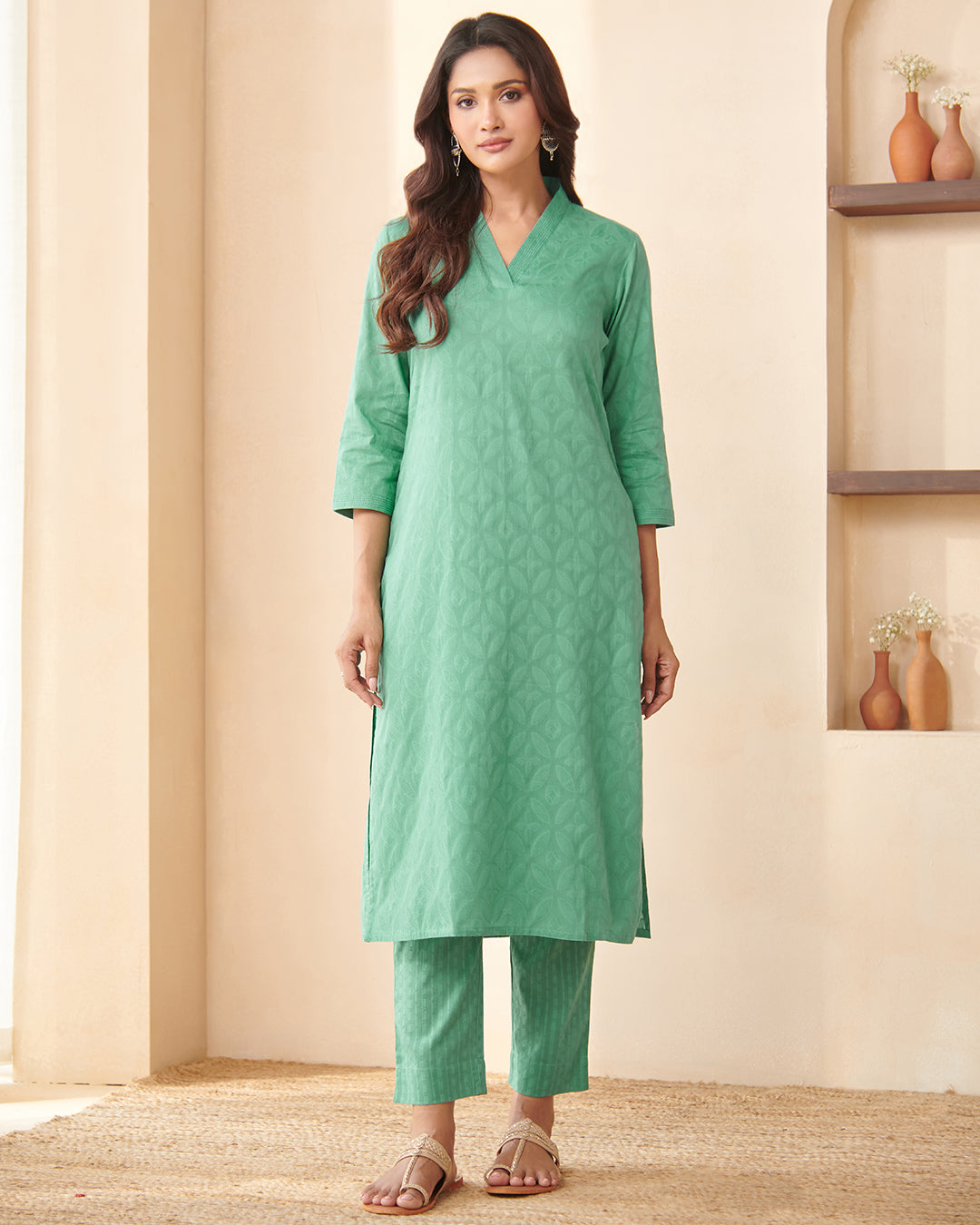 Roza Maryam Sea Green Narrow Pants