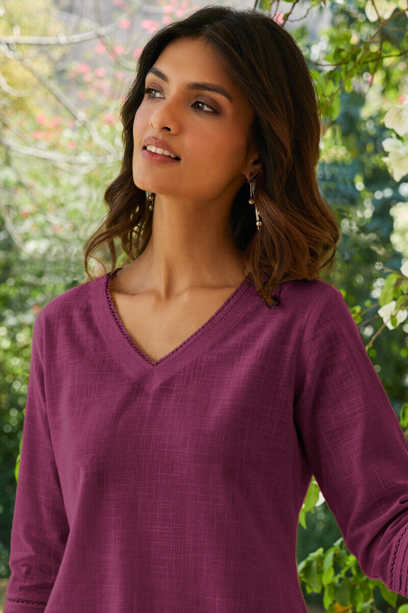 Roza Sahira Wine Kurta