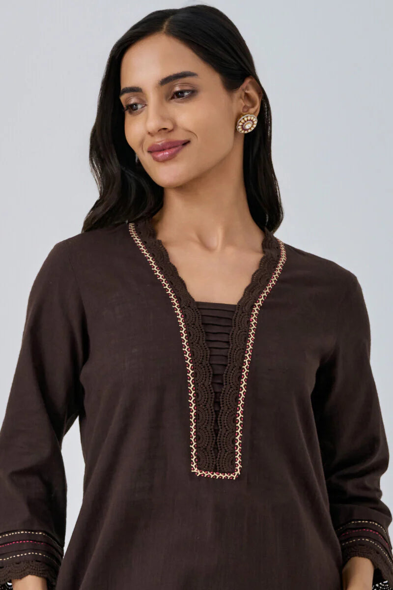 Surplus: Roza Mehnaz Brown Kurta