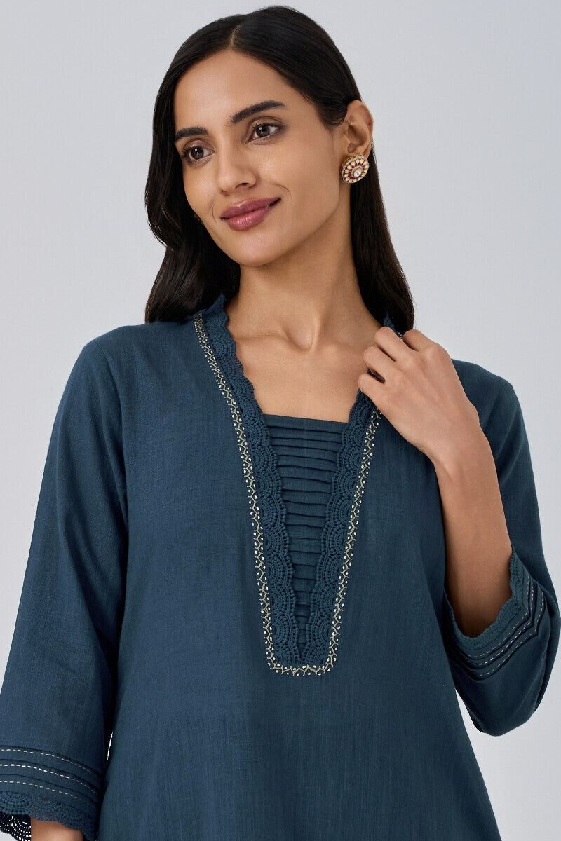 Roza Sehreen Navy Blue Kurta