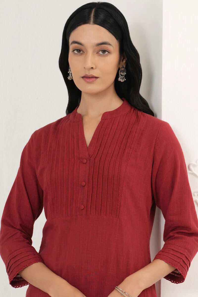 Surplus: Roza Nida Brick Red Kurta