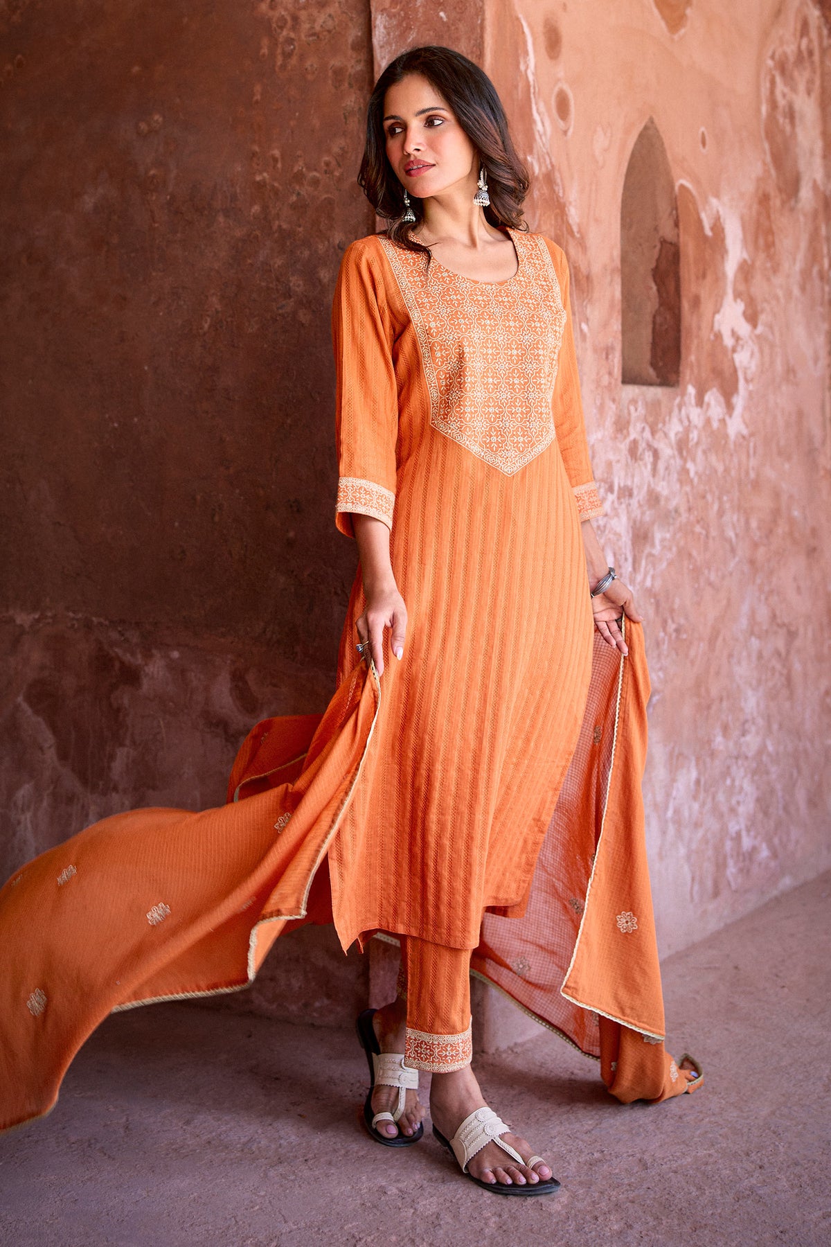 Mehraab Mihira Orange Dupatta