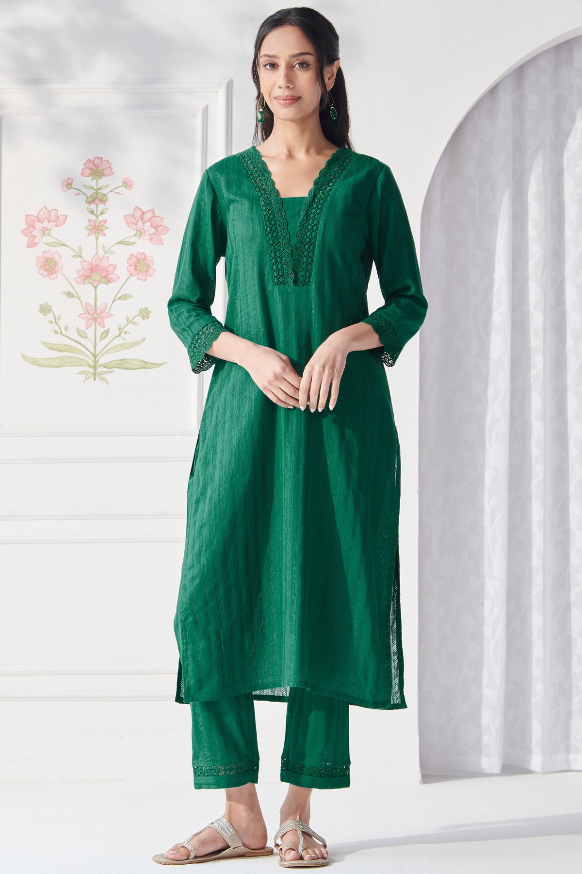 Roza Naaz Green Narrow Pants