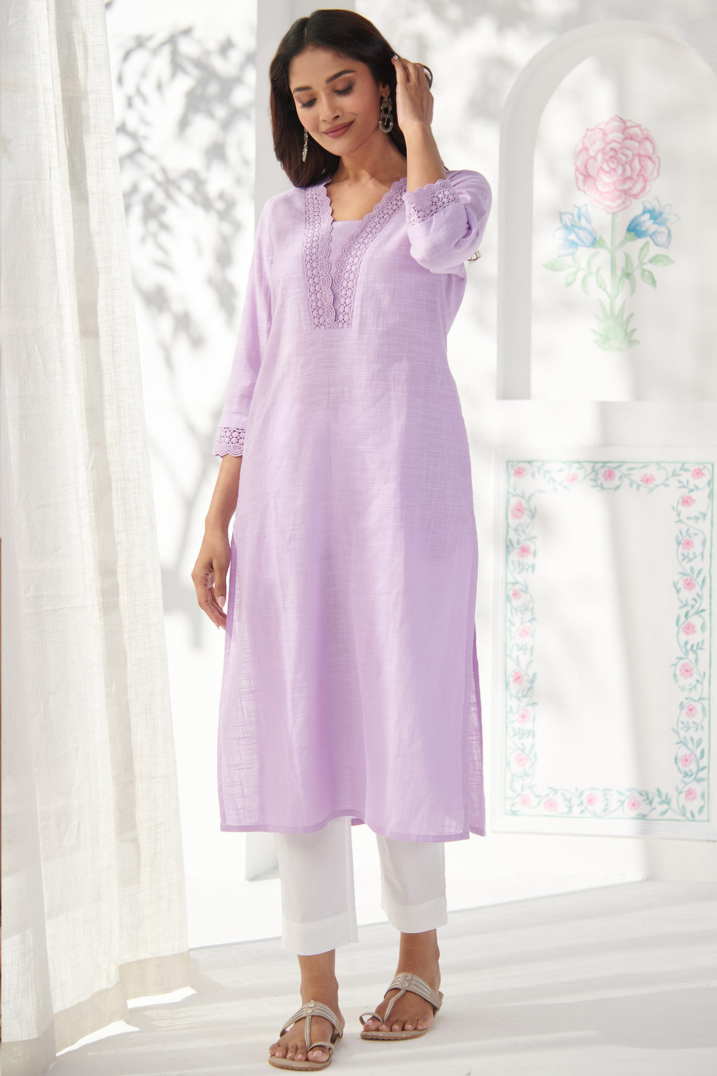 Roza Zafina White Narrow Pants