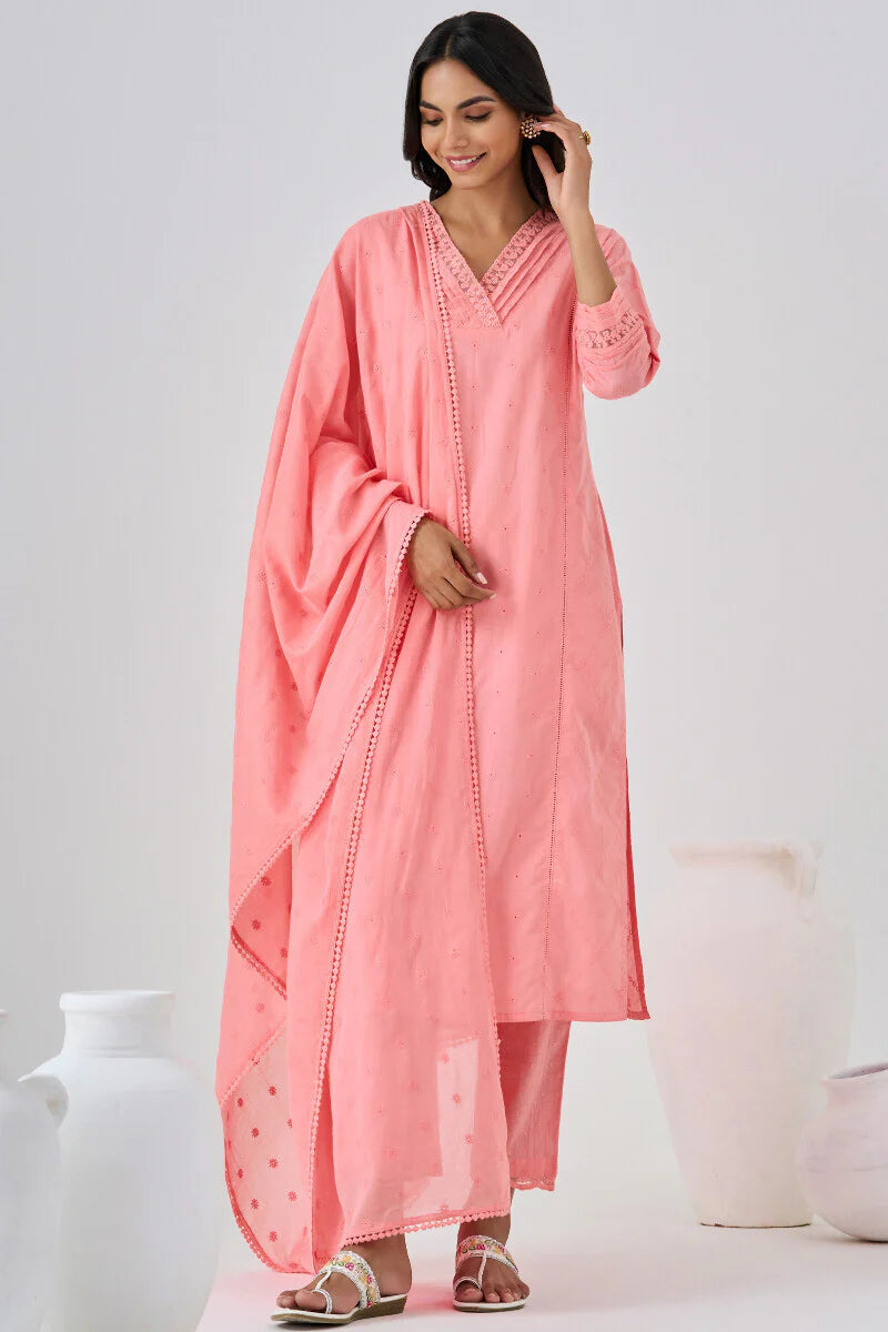Surplus: Roza Aliza Pink Schiffli Kurta