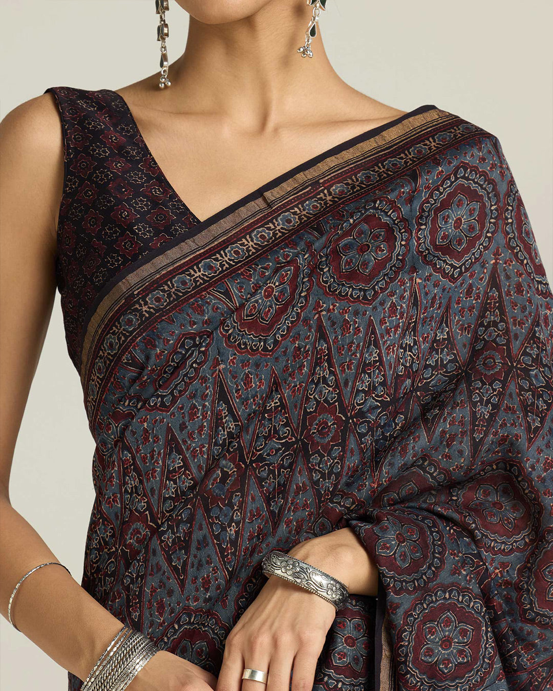 Sehra Mahzarin Ajrakh Chanderi Saree