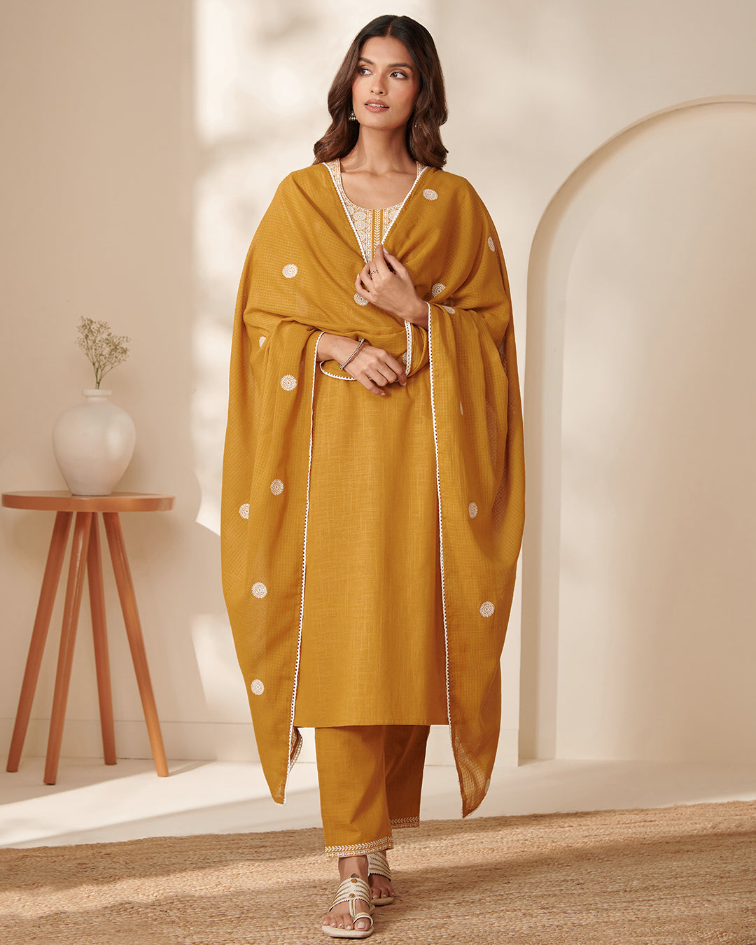 Mehraab Bano Mustard Narrow Pants