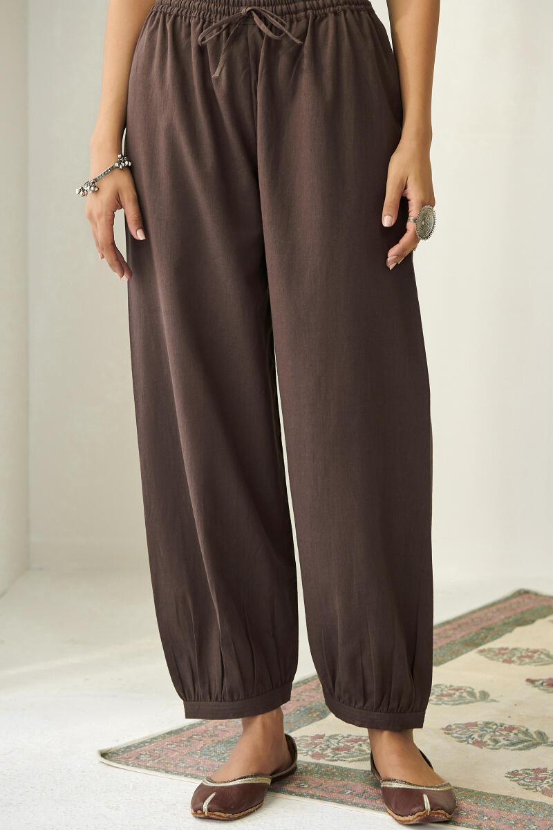 Roza Brown Flax Cotton Izhaar Pants