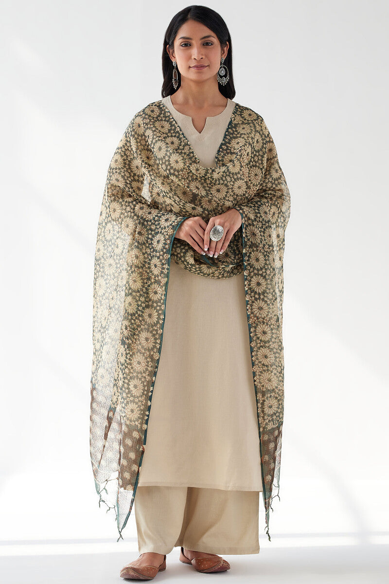 Naadirah Zoya Beige Cotton Linen Kurta