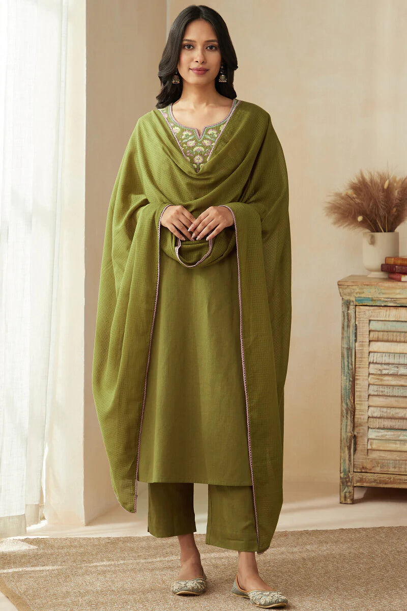 Roza Zoya Olive Green Narrow Pants