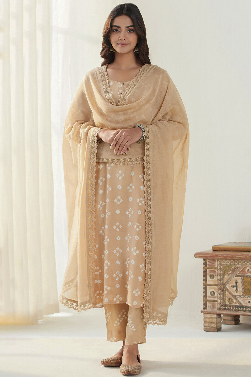 Gauhar Afroza Brown Bandhej Kurta