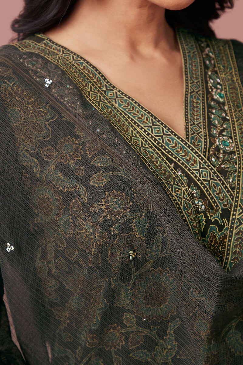 Sehra Samina Brown Kota Dupatta