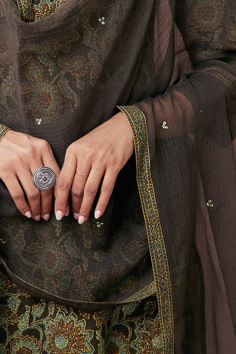 Sehra Samina Brown Kota Dupatta