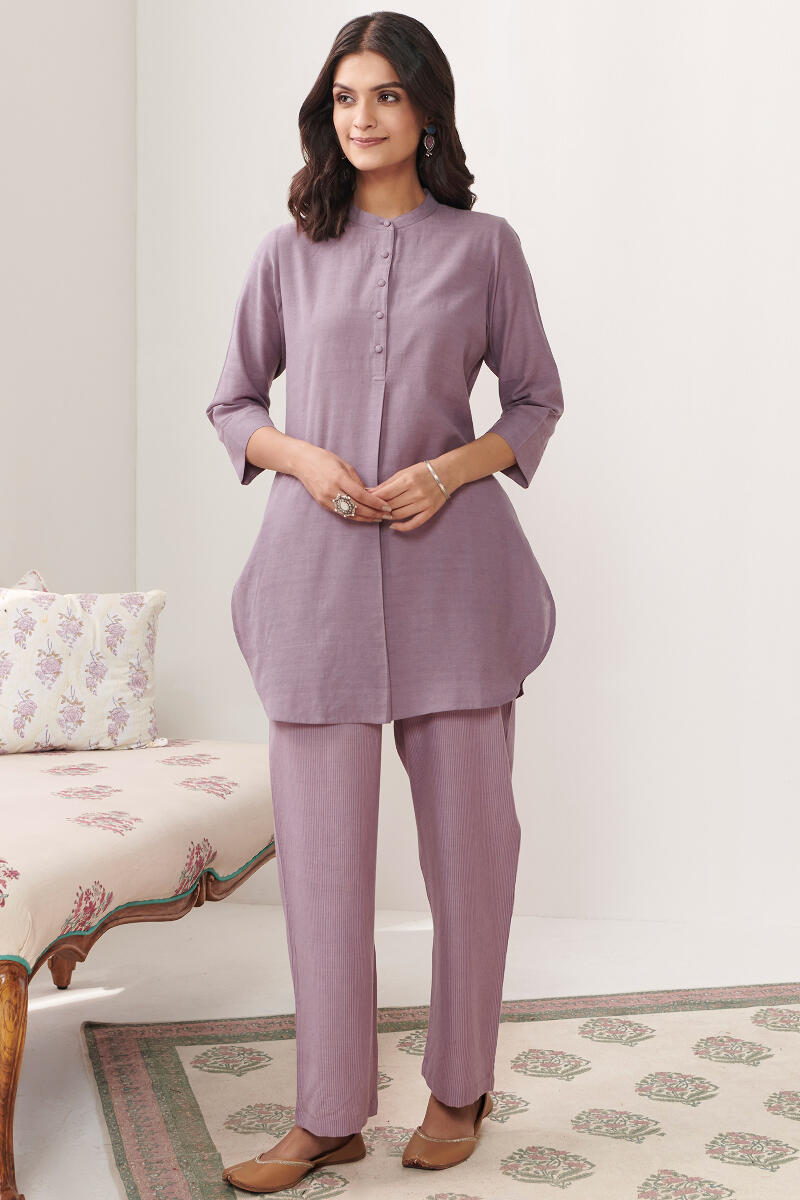 Roza Jannat Purple Handloom Loungewear Set
