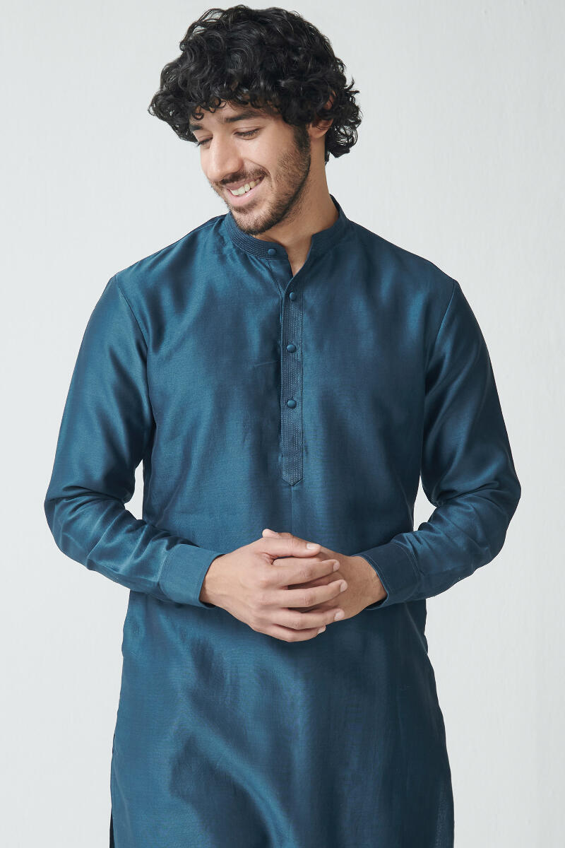 Shirin Arsh Royal Blue Chanderi Kurta
