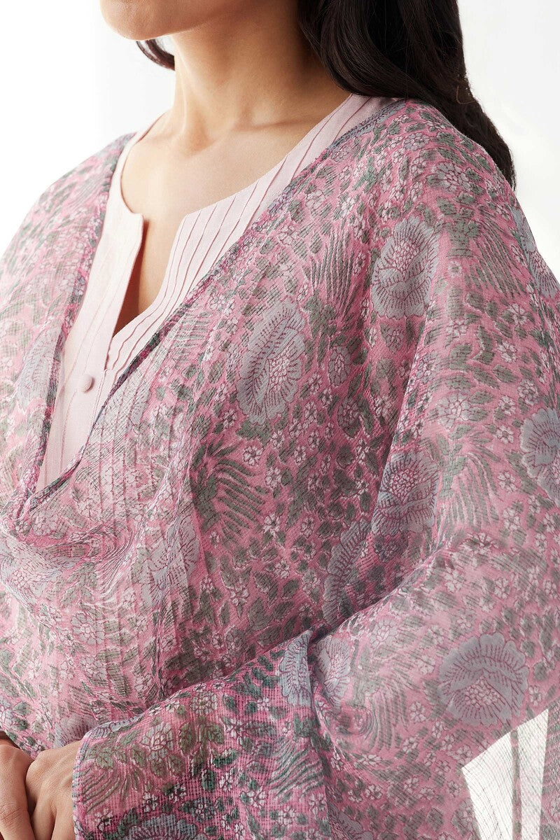 Naadirah Zoya Pink Sanganeri Kota Dupatta