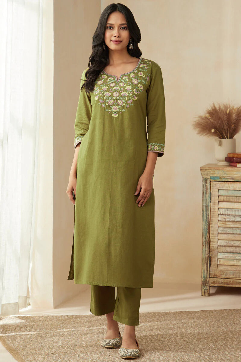 Roza Zoya Olive Green Kurta