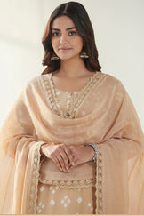 Gauhar Afroza Brown Cotton Silk Dupatta