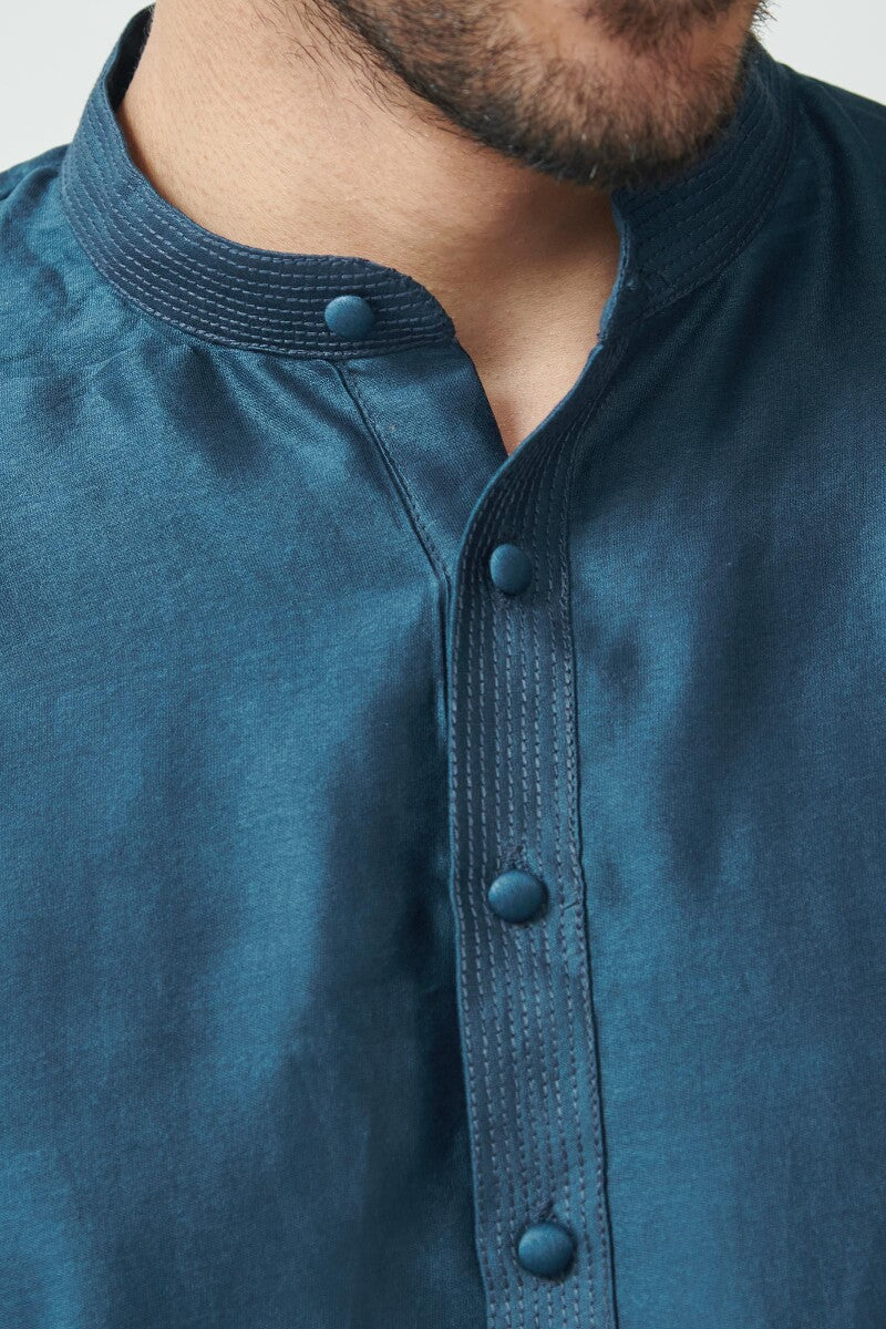 Shirin Arsh Royal Blue Chanderi Kurta