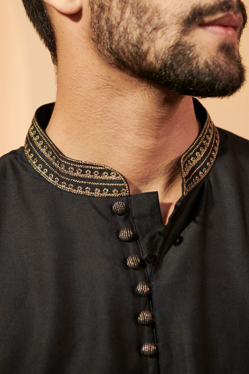 Shirin Rehan Black Chanderi Kurta