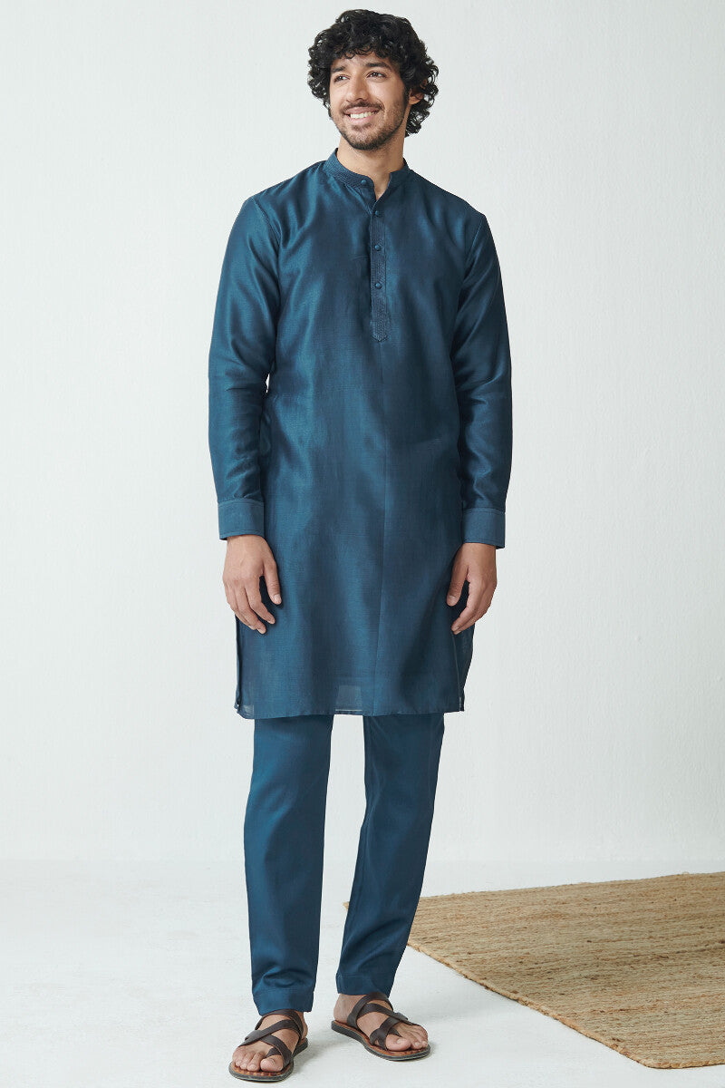 Shirin Arsh Royal Blue Chanderi Kurta