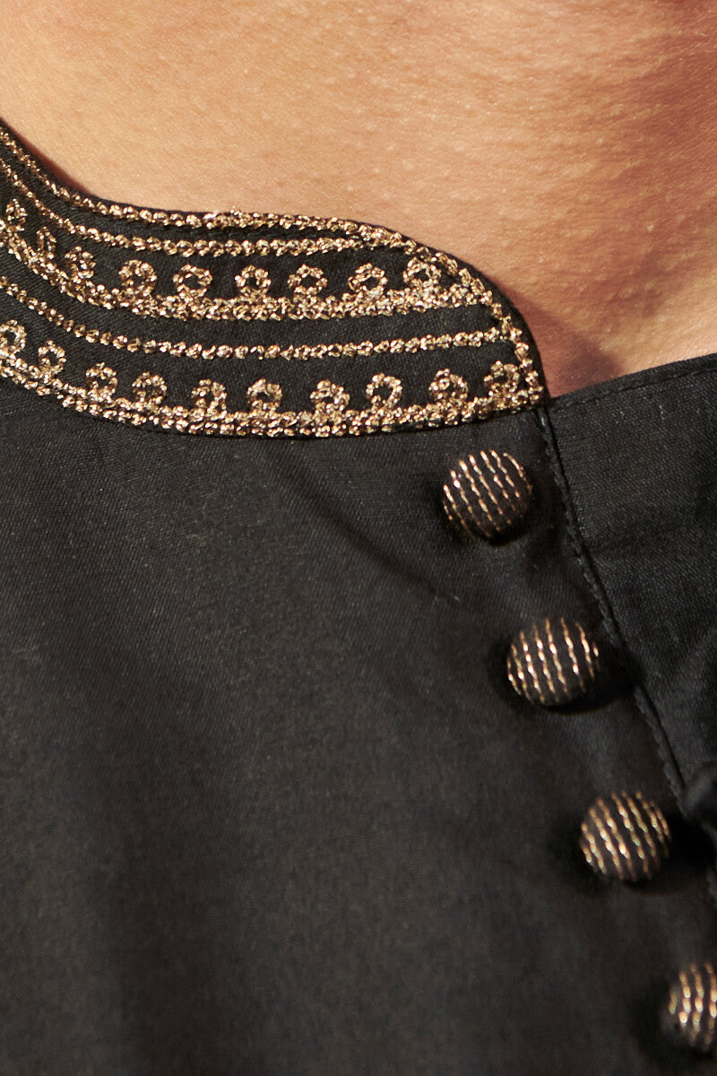 Shirin Rehan Black Chanderi Kurta