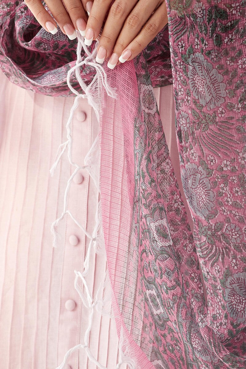 Naadirah Zoya Pink Sanganeri Kota Dupatta