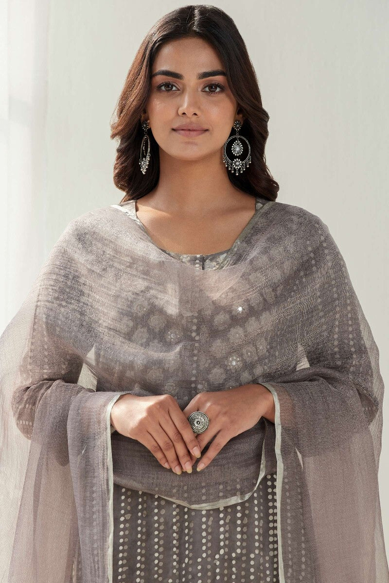 Sehra Zeenat Grey Cotton Silk Dupatta
