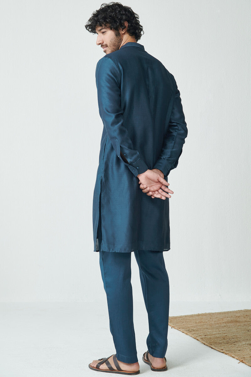 Shirin Arsh Royal Blue Chanderi Kurta